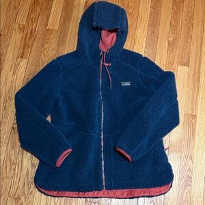 Ll bean long Sherpa fleece zip up sz XL women’s